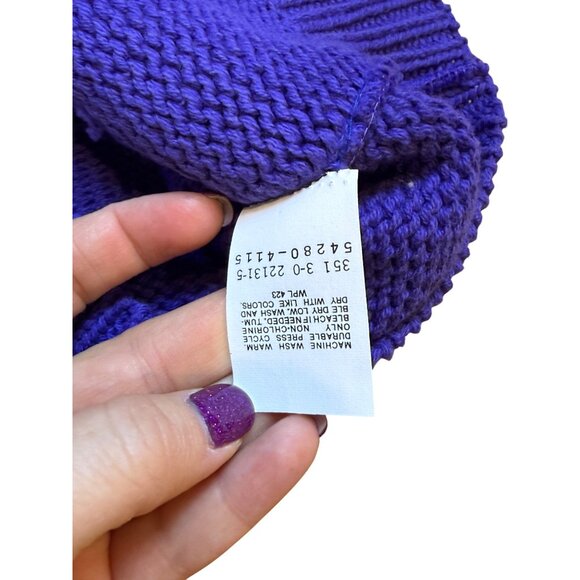 Vintage 90s Dockers Purple Heavy Knit Sweater Embossed Logo Oversized USA Large - Picture 8 of 8